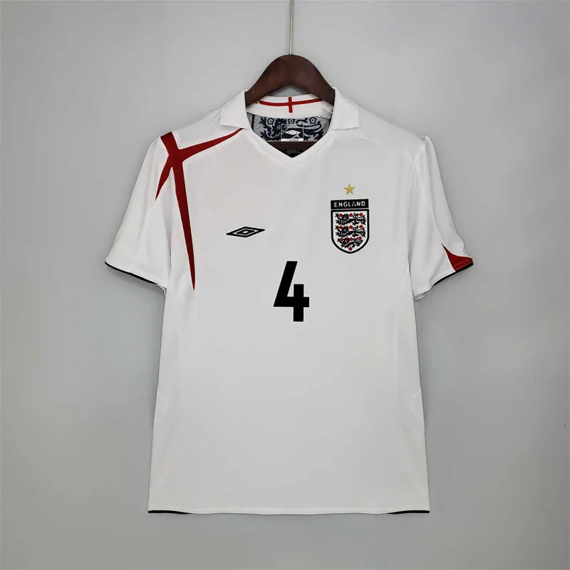 England Retro Soccer Jersey Home Custom Shirt World Cup 2006 - Image 5