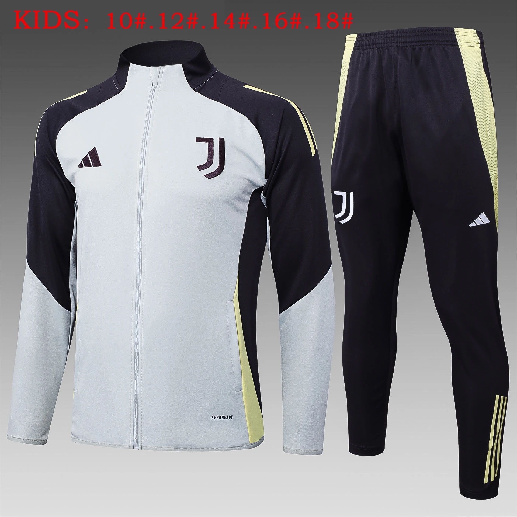 Kids Juventus Training Kit (Jacket+Pants) Light Grey 2025/26
