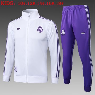 Kids Real Madrid Training Kit (Jacket+Pants) White 2025/26