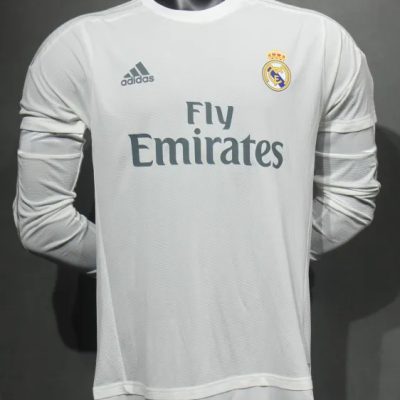 Real Madrid Retro Jersey Home Long Sleeve Soccer Shirt 2015/16