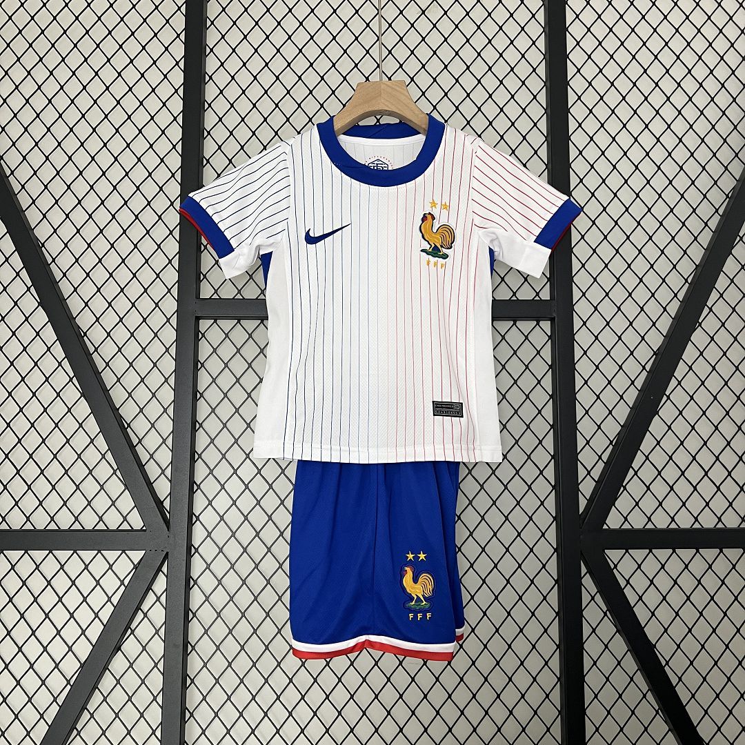 France Away Football Uniform Kids Kit Jersey+Shorts EURO 2024