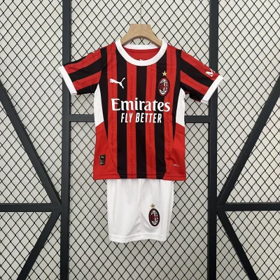 AC Milan Soccer Jersey Home Kids Kit Jersey+Shorts 2024/25