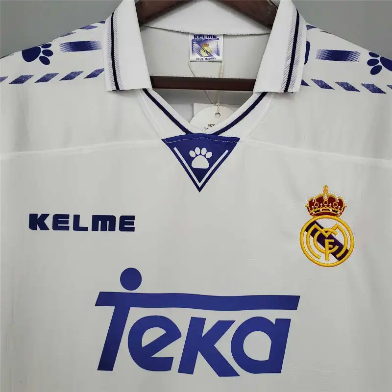 Real Madrid Retro Jersey Home Custom Soccer Shirt 1996-97 - Image 4