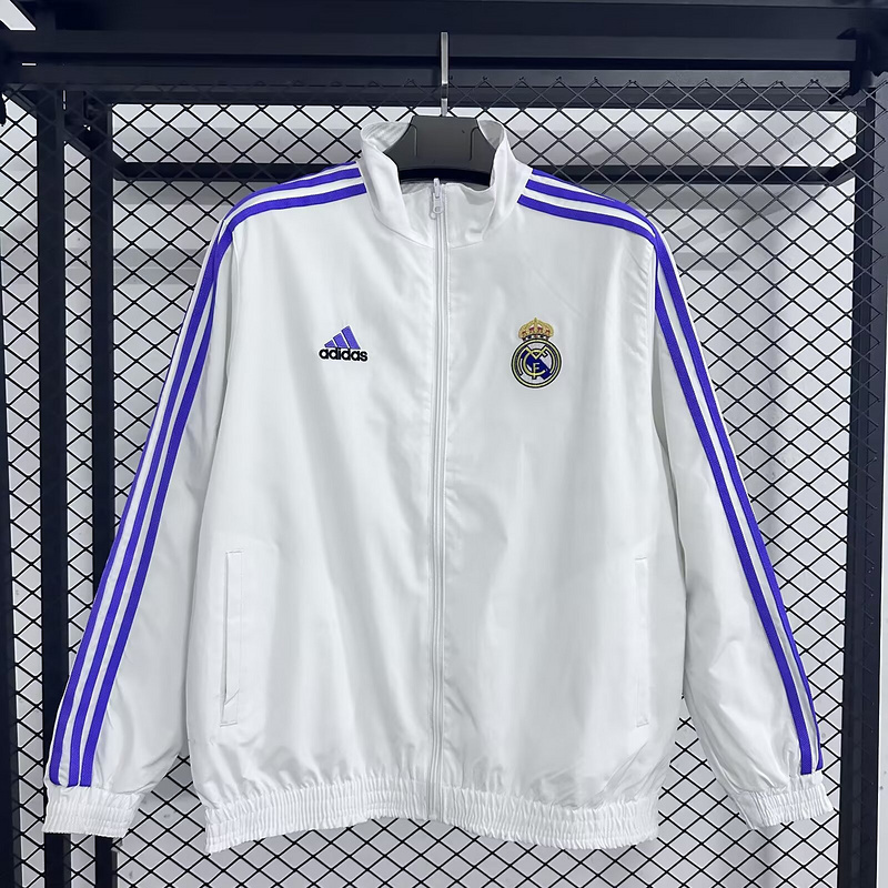 Real Madrid Reversible Double-Sides Windbreaker Jacket White&Gray 2025-26