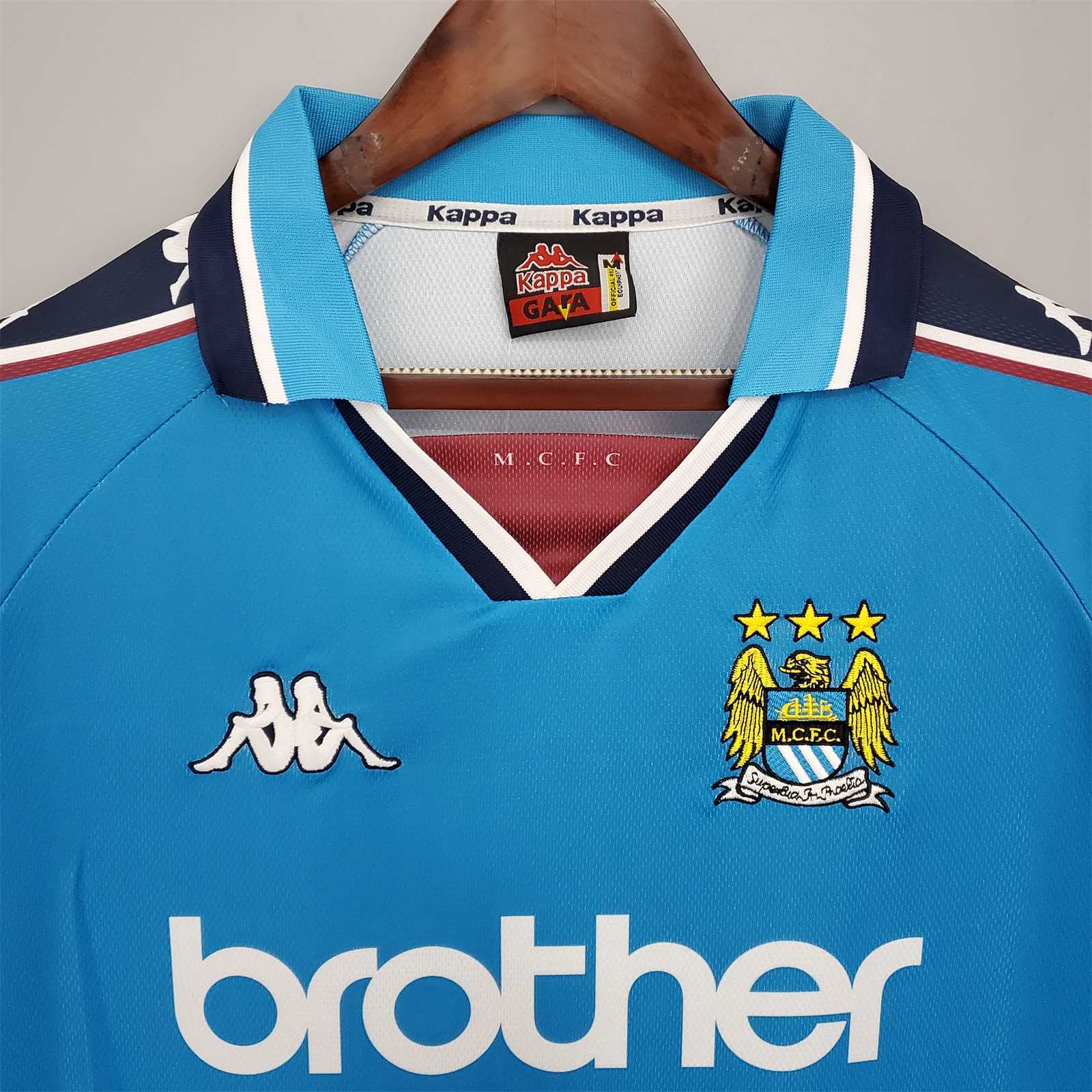 Manchester City Retro Home Football Jersey Shirt 1997/99 - Image 2