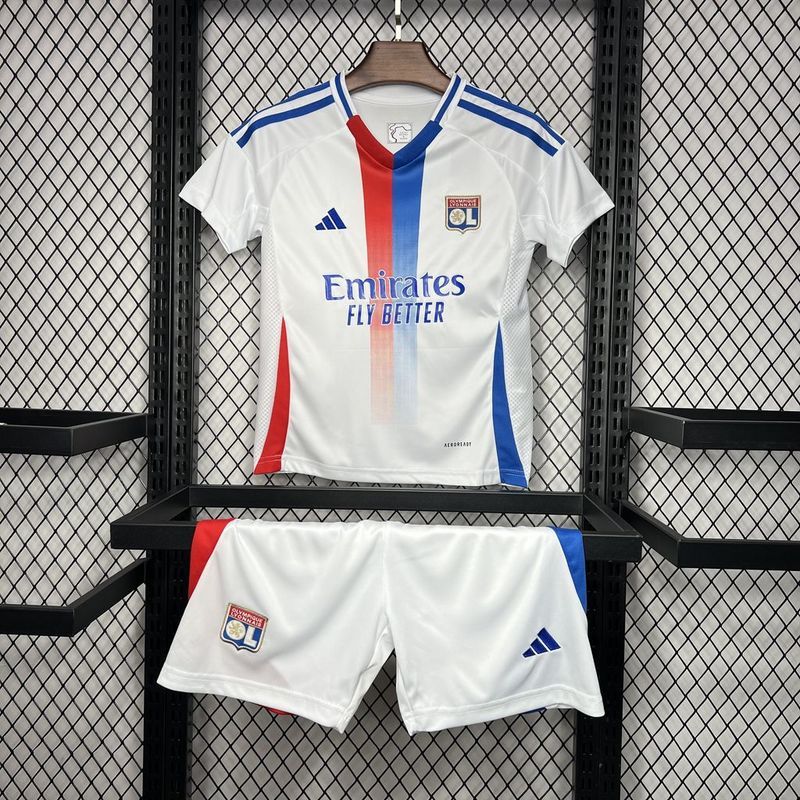 Olympique Lyonnais Football Jersey Home Kids Kit Jerseys+Shorts 2024/25
