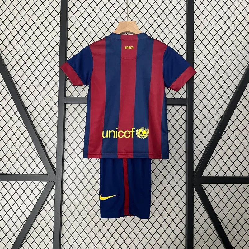 Barcelona Retro Jersey Home Kids Kit Jersey+Shorts 2014-15 - Image 2