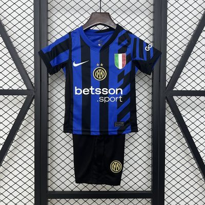 Inter Milan Soccer Jersey Home Kids Kit Jerseys+Shorts 2024/25