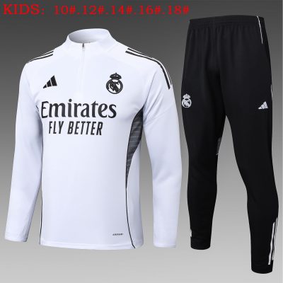 Kids Real Madrid Training Kit (Sweatshirt+Pants) White 2025/26