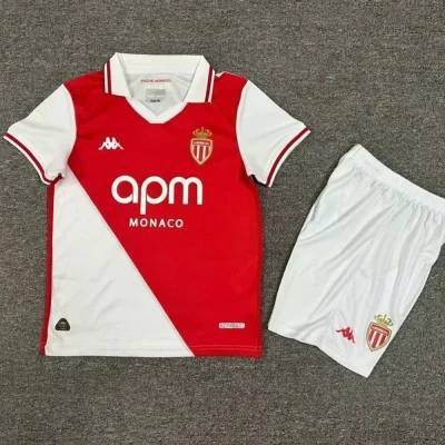AS Monaco Soccer Jersey Home Kids kit Jerseys+Shorts 2024/25