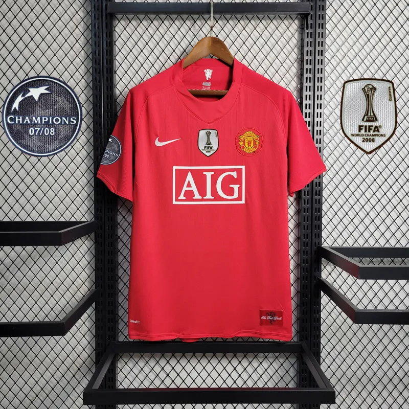 Ronaldo #7 Manchester United Retro Home Football Jersey Shirt 2007/08 - Image 3