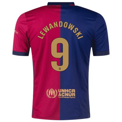 LEWANDOWSKI #9 Barcelona Home Soccer Jersey 2024/25 - Spotify Logo Without Text