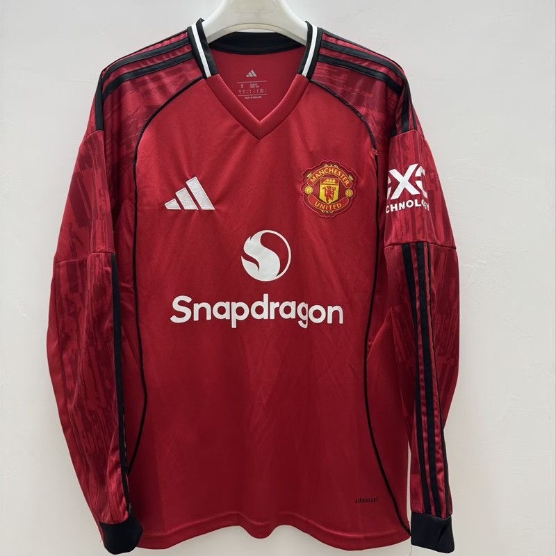 Manchester United Home Long Sleeve Football Jersey Shirt 2025/26