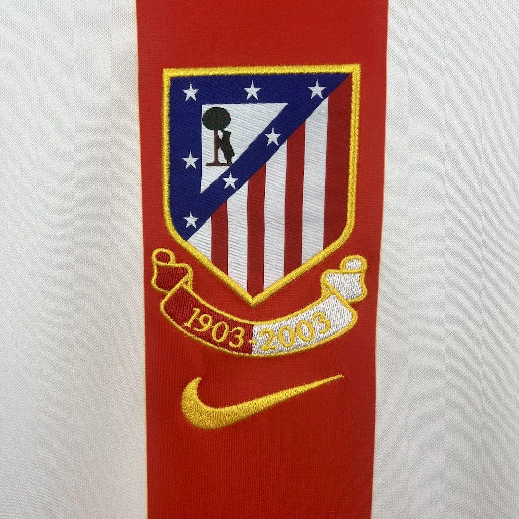 Atletico Madrid Retro Soccer Jersey Home Shirt 2003-04 - Image 3