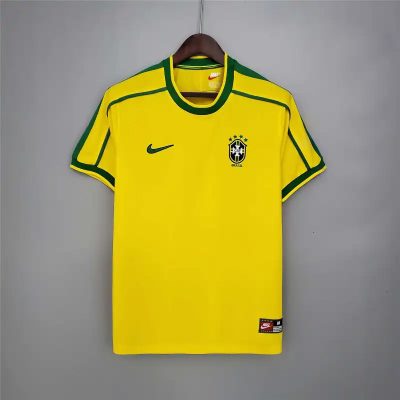 Brazil Retro Jersey Custom Home Soccer Jersey 1998