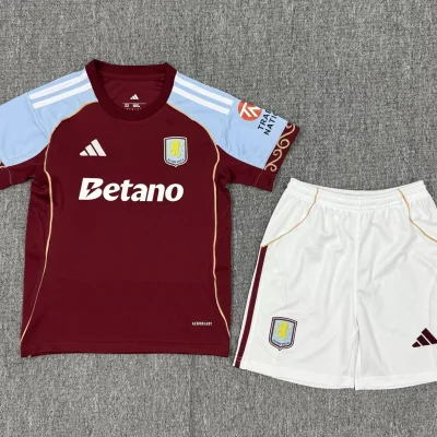 Aston Villa Football Jersey Home Kids Kit Jersey+Shorts 2025/26