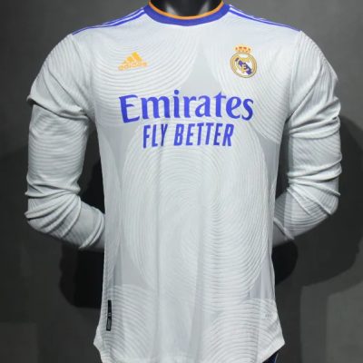 Real Madrid Retro Jersey Home Long Sleeve Soccer Shirt 2021/22