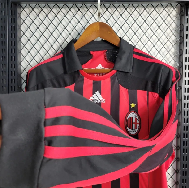 AC Milan Retro Soccer Jersey Home Long Sleeve Custom Shirt 2007/08 - Image 4