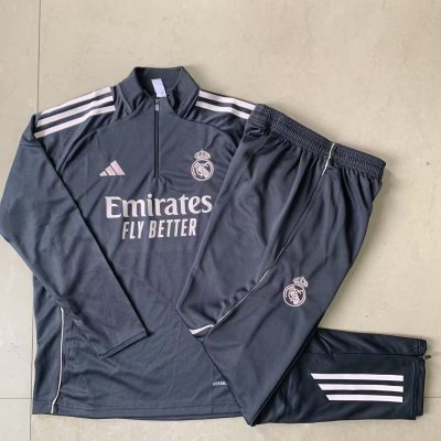 Kids Real Madrid Training Kit (Sweatshirt+Pants) Deep Grey 2025/26