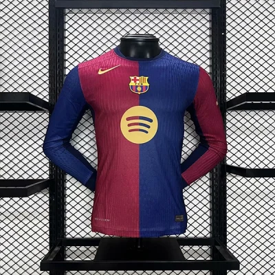 Soccer Jersey Barcelona Home Shirt Long Sleeve 2024/25-Spotify Logo Without Text