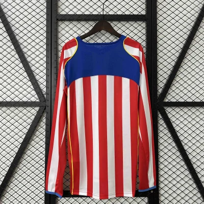 Alternative view of Atletico Madrid Retro Soccer Jersey Home Long Sleeve Shirt 2004/05