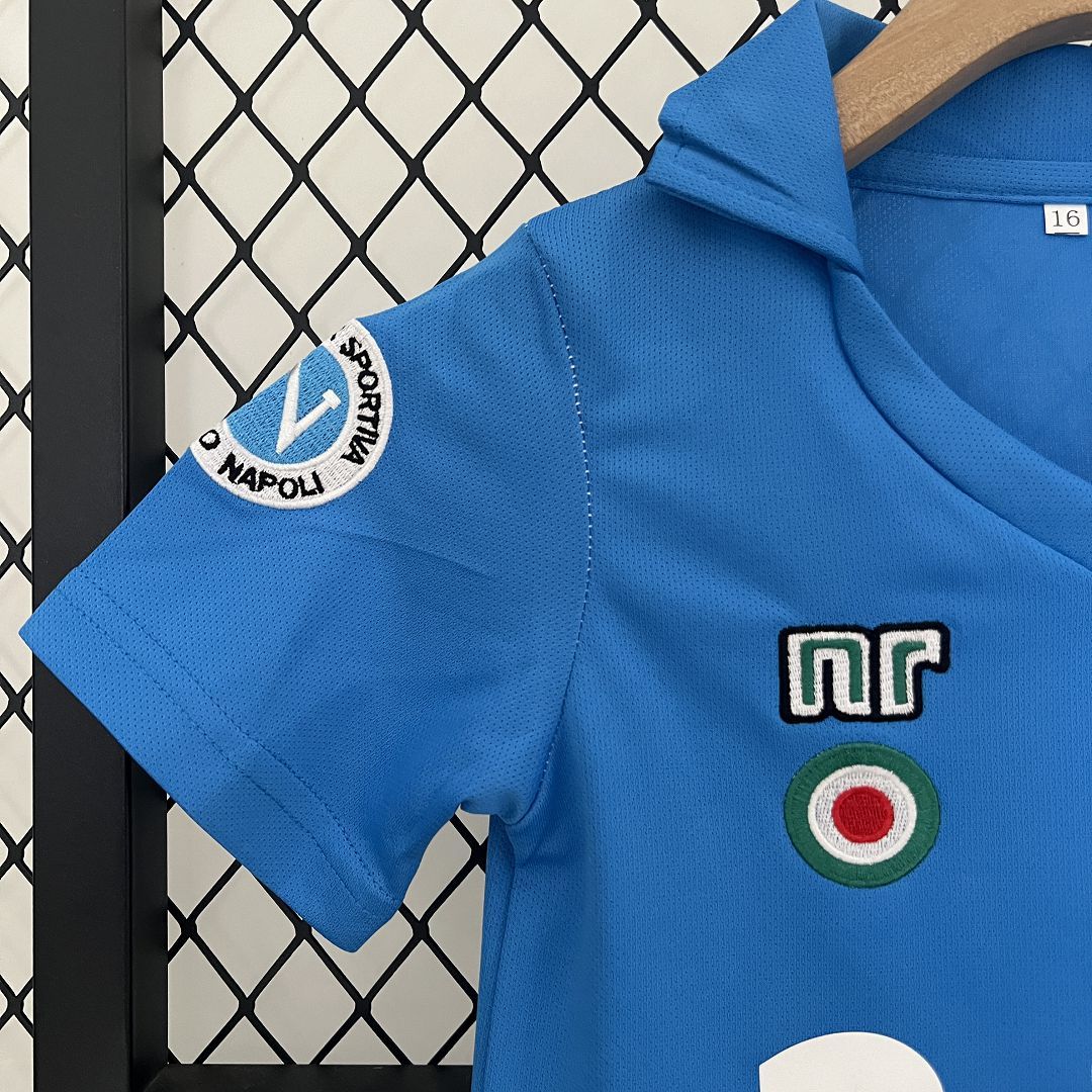Napoli Retro Soccer Jersey Home Maradona Kids Kit Jerseys+Shorts 1987-88 - Image 6