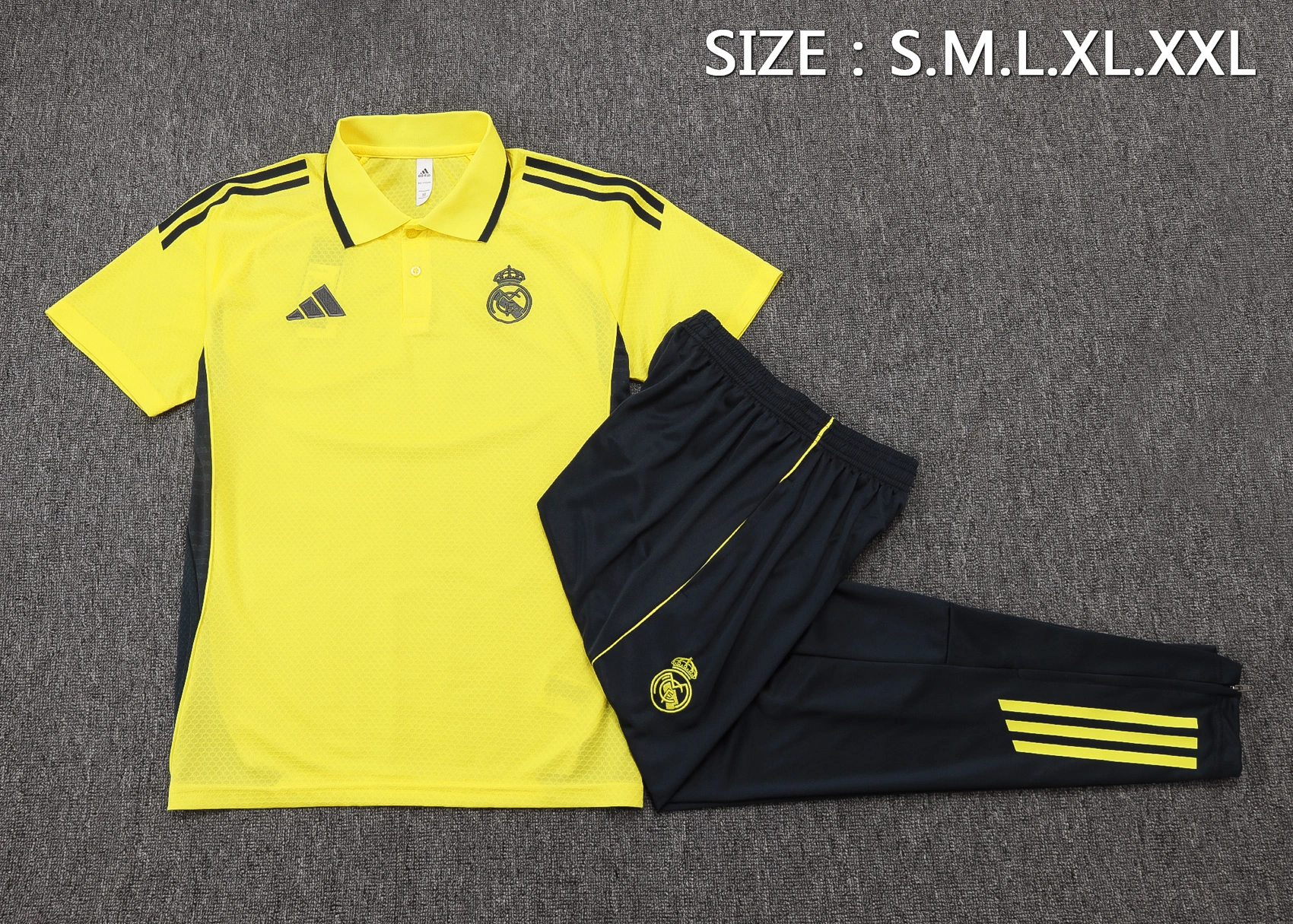Real Madrid Training Kit (Polo+Pants) Yellow 2025/26 - Image 2