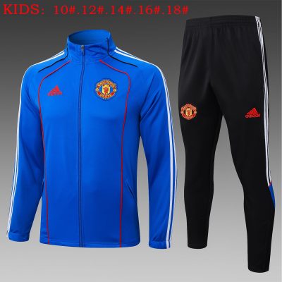 Kids Manchester United Training Kit (Jacket+Pants) Blue 2025/26