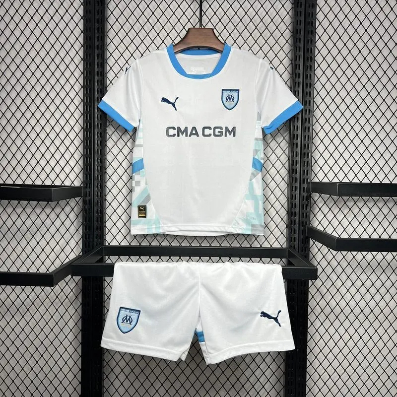 Marseille Soccer Jersey Home Kids Kit Jerseys+Shorts 2024/25