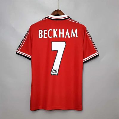 Beckham #7 Manchester United Retro Home Football Jersey Shirt 1998/99
