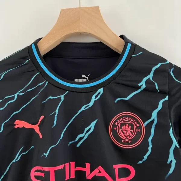 Manchester City Football Jersey Third Away Kids Kit Jersey+Shorts 2023/24 - Image 4