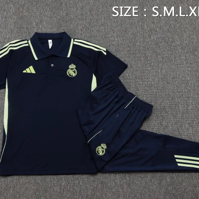 Alternative view of Real Madrid Training Kit (Polo+Pants) Cyan 2025/26