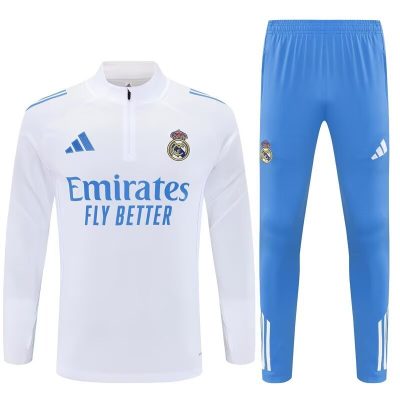 Kids Real Madrid Training Kit (Sweatshirt+Pants) White 2025/26