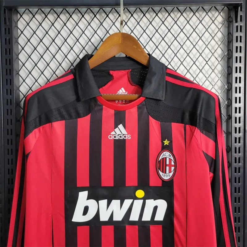 AC Milan Retro Soccer Jersey Home Long Sleeve Custom Shirt 2007/08 - Image 5