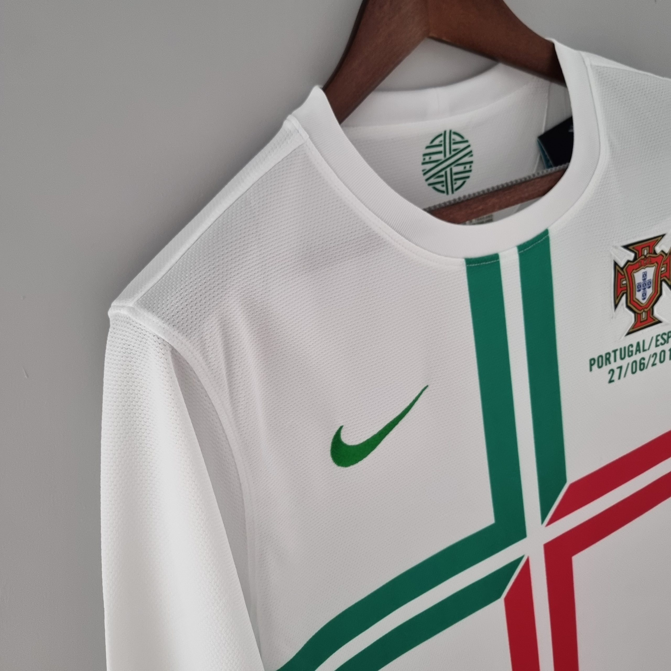 Portugal Retro Soccer Jersey Away Long Sleeve Custom Shirt 2012 - Image 3