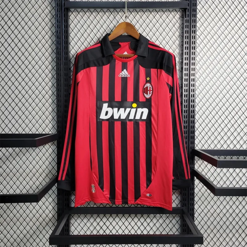AC Milan Retro Soccer Jersey Home Long Sleeve Custom Shirt 2007/08