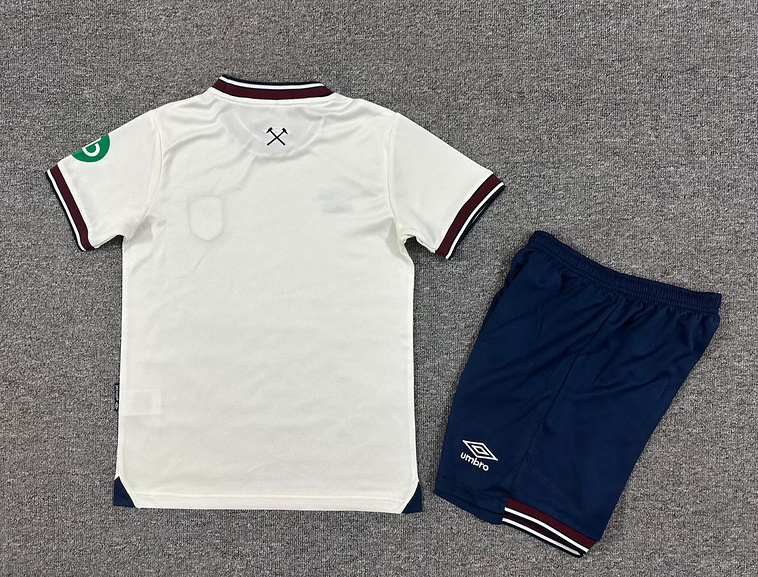 West Ham United Football Jersey Away Kids Kit Jersey+Shorts 2025-26 - Image 2