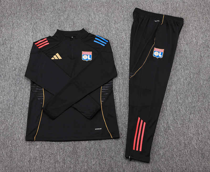 Olympique Lyonnais Training Kit (Sweatshirt+Pants) Black 2025/26 - Image 2