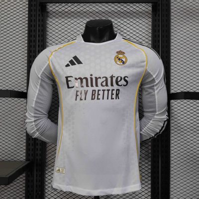 Real Madrid Soccer Jersey Home Long Sleeve Shirt 2025/26