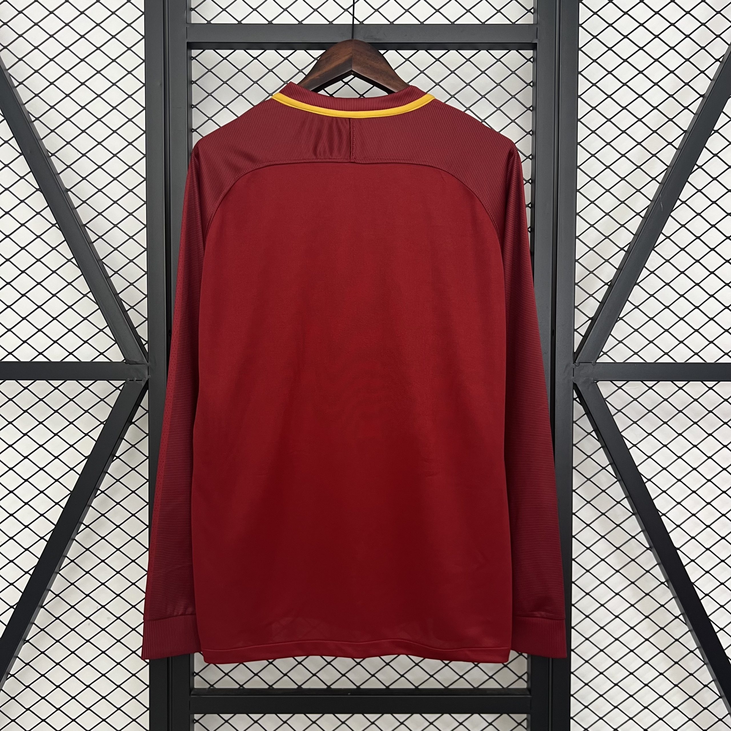 Roma Retro Soccer Jersey Home Long Sleeve Custom Shirt 2017/18 - Image 2