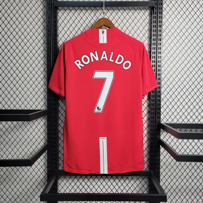 Ronaldo #7 Manchester United Retro Home Football Jersey Shirt 2007/08