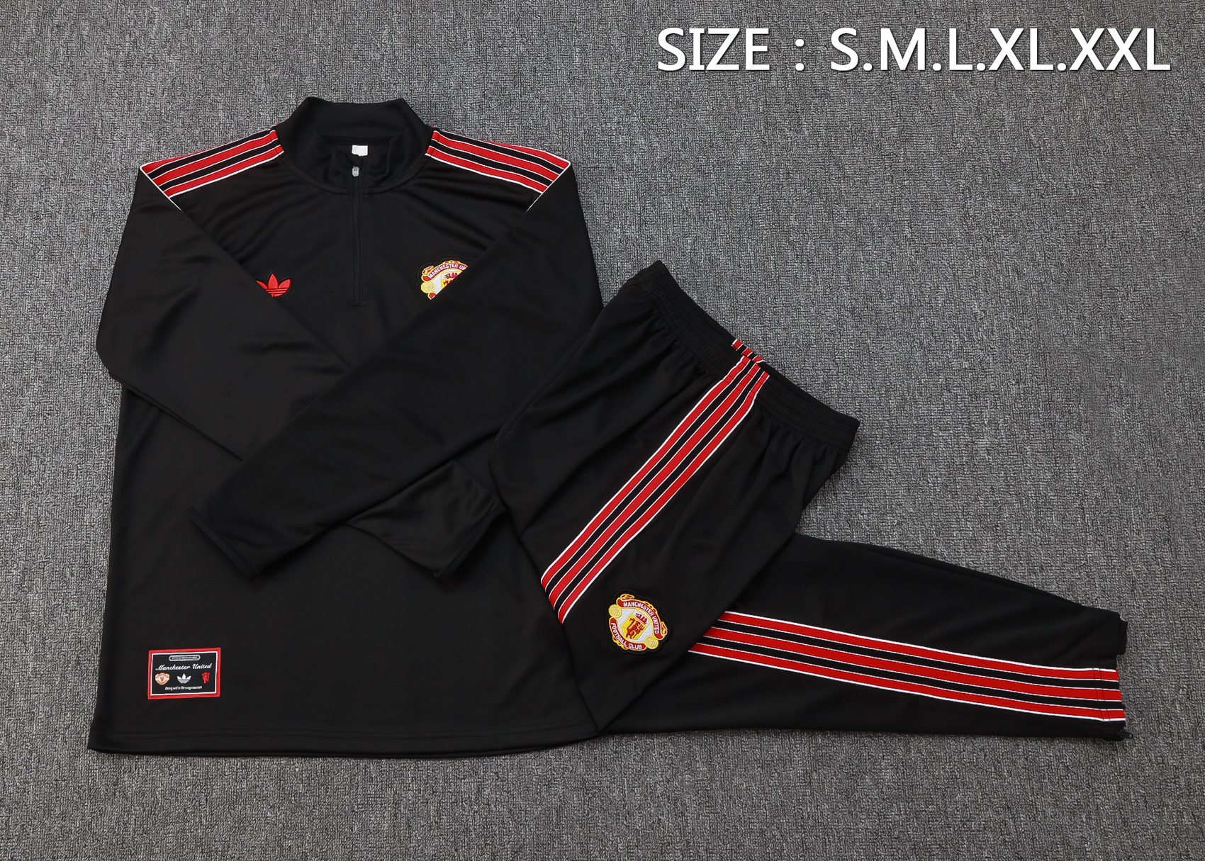 Manchester United Training Kit (Sweatshirt+Pants) Black 2025/26 - Image 4